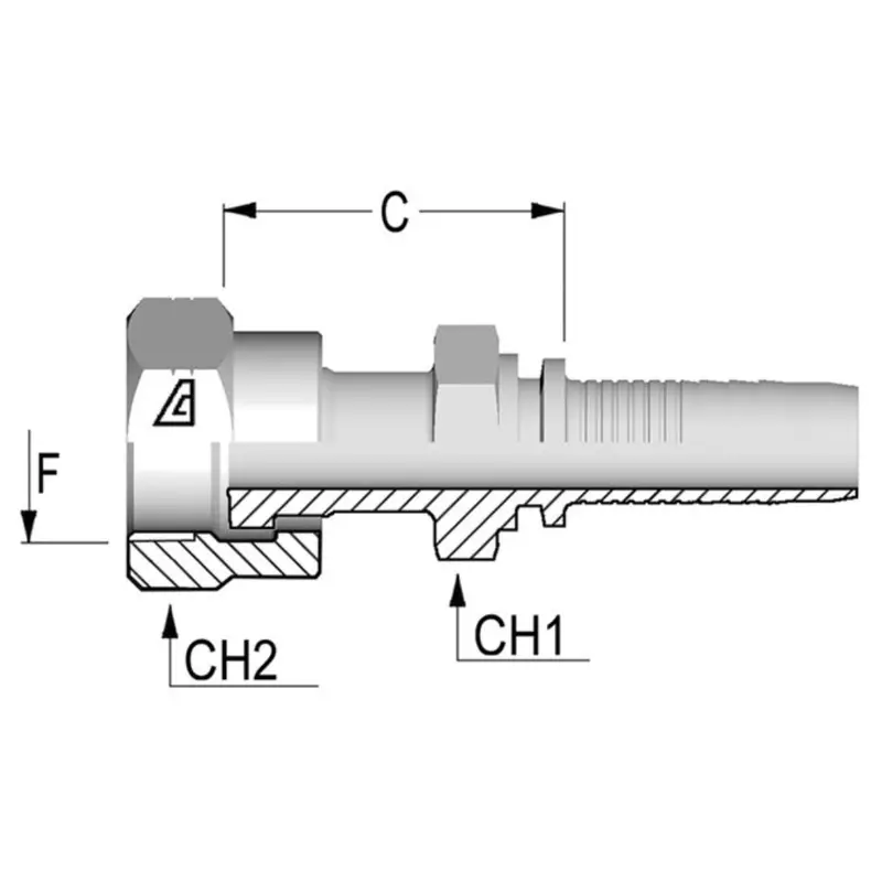 A-1212-Fofs : Alfagomma Straight Steel Fitting Insert, 3/4 (-12) Hose X 1 3/16-12 (-12) Female Orfs Double Hex 1