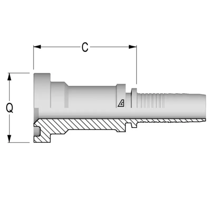 A-1216-C62s : Alfagomma Straight Steel Fitting Insert, 3/4 (-12) Hose X 1 (-16) Code 62 Flange, 6000Psi 1