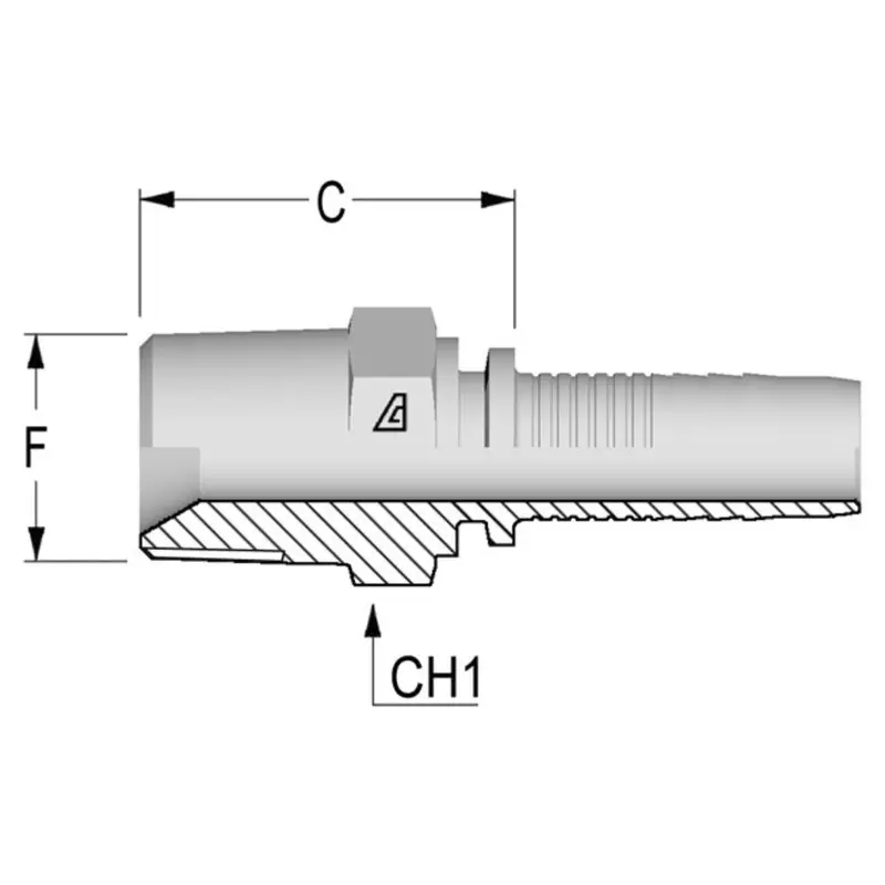 A-1216-Mbpt : Alfagomma Straight Steel Fitting Insert, 3/4 (-12) Hose X 1-11 (-16) Male Bspt/Jis 1