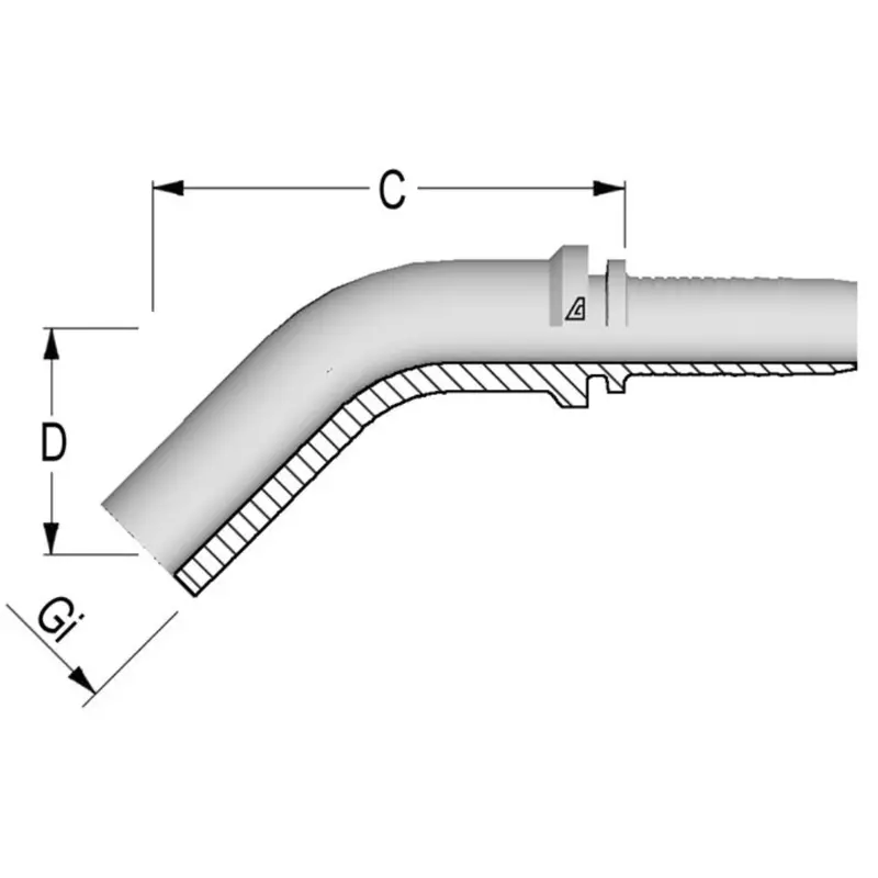 A-1225-Msp4 : Alfagomma 45-Degree Steel Fitting Insert, 3/4 (-12) Hose X 25Mm Metric Standpipe 1