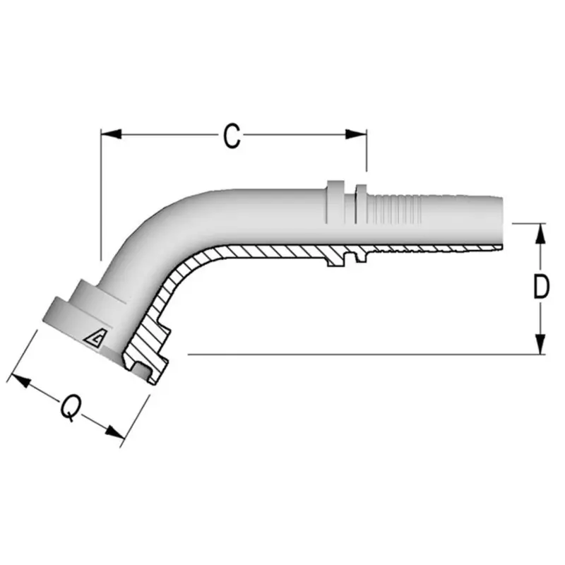 A-1616-C616 : Alfagomma 60-Degree Steel Fitting Insert, 1 (-16) Hose X 44.5 (-1.75) Code 61 Flange, 5000Psi 1