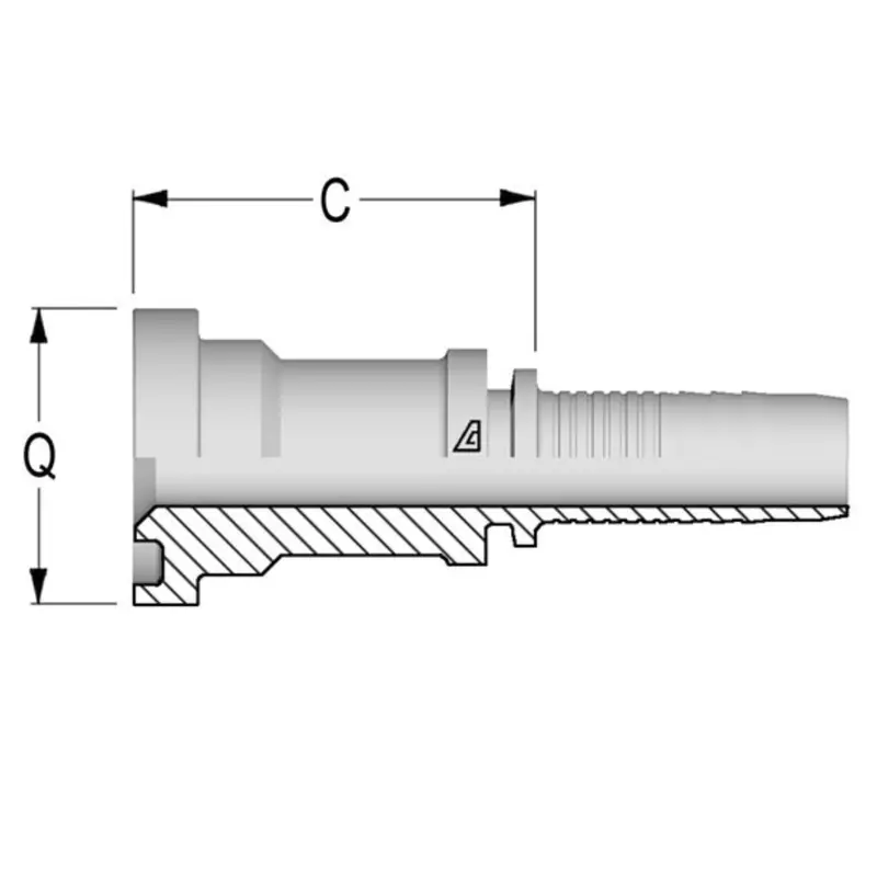 A-1616-C61s : Alfagomma Straight Steel Fitting Insert, 1 (-16) Hose X 1 (-16) Code 61 Flange, 5000Psi 1