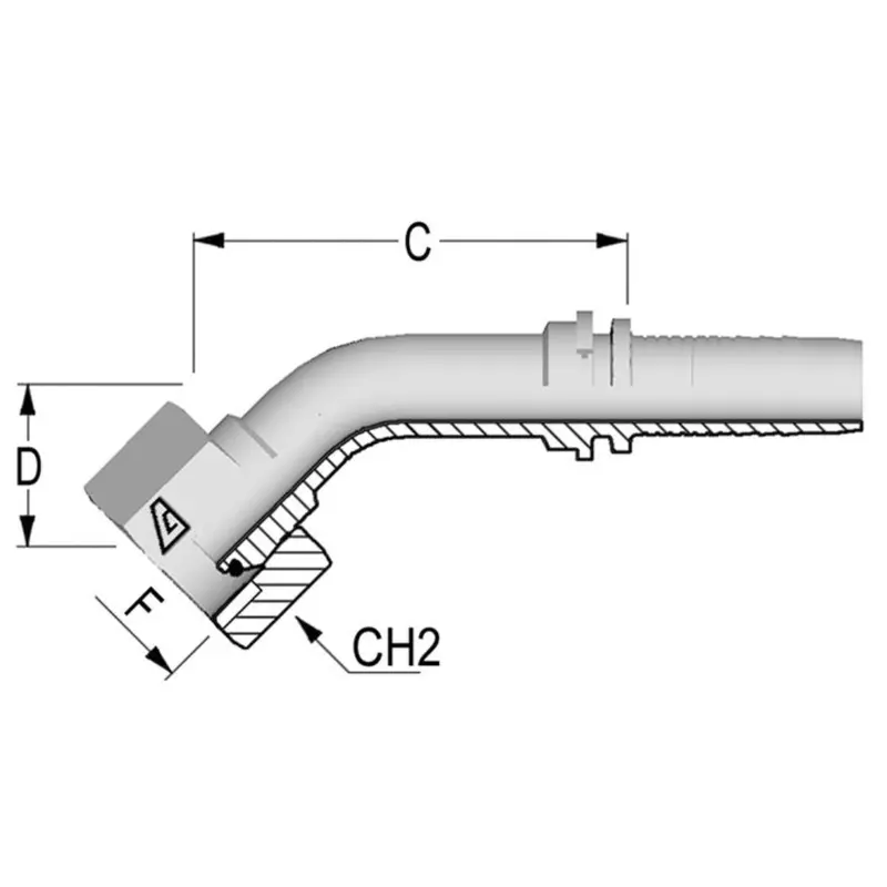 A-1616-Fbo4 : Alfagomma 45-Degree Steel Fitting Insert, 1 (-16) Hose X 1-11 (-16) Female Bsp Swivel 1
