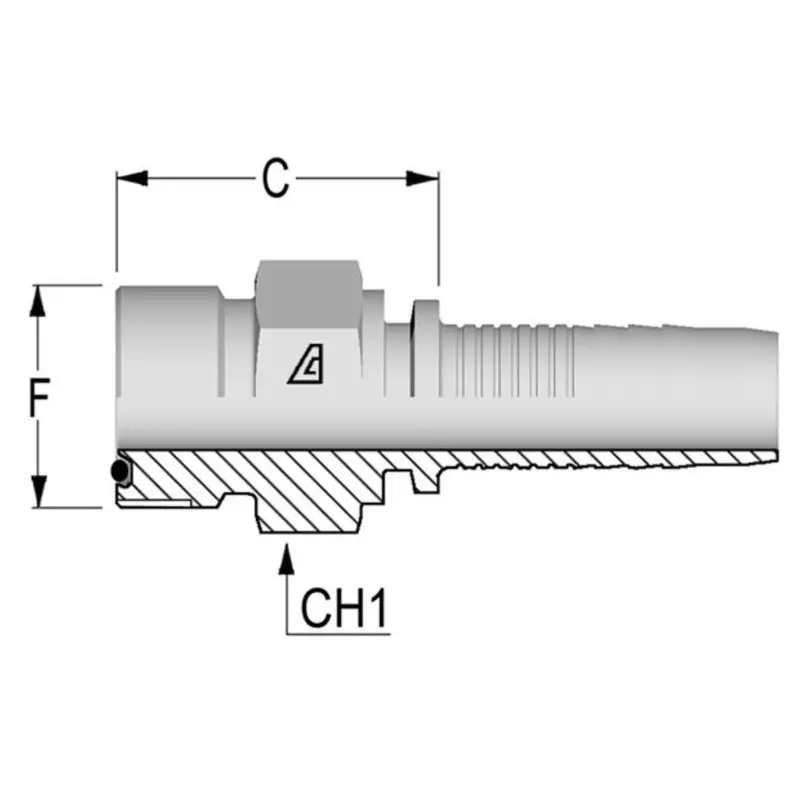 A-1620-Mofs : Alfagomma Straight Steel Fitting Insert, 1 (-16) Hose X 1 11/16-12 (-20) Male Orfs 1