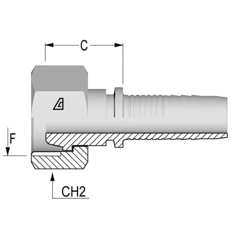 A-1638-Fm6s : Alfagomma Straight Steel Fitting Insert, 1 (-16) Hose X M38x1.5 Female Din Tube Swivel 1