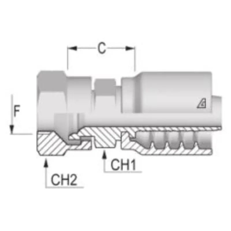B-0404-Fjis : Alfagomma Straight Steel Fitting, 1/4 (-04) Hose X 1/4-19 (-04) Female Jis Swivel 1