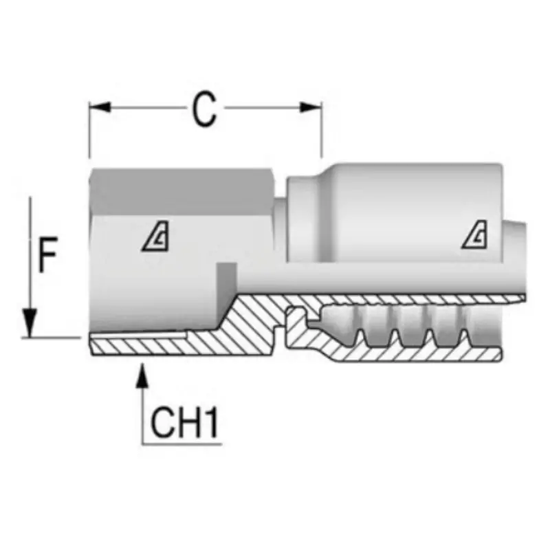 B-0404-Fnpr : Alfagomma Straight Steel Fitting, 1/4 (-04) Hose X 1/4-18 (-04) Female Nptf 1