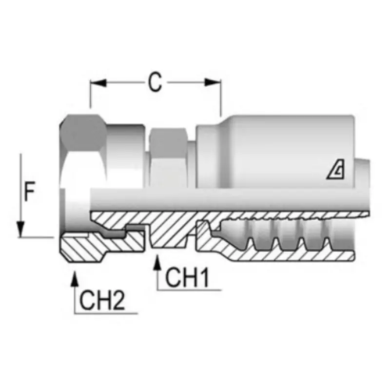 B-0404-Fpms : Alfagomma Straight Steel Fitting, 1/4 (-04) Hose X 1/4-18 (-04) Female Npsm 1