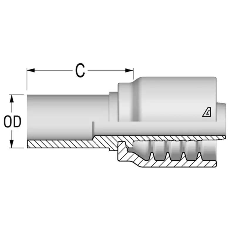 B-0408-Msps : Alfagomma Straight Steel Fitting, 1/4 (-04) Hose X 8Mm (-08) Metric Din Straight Standpipe 1