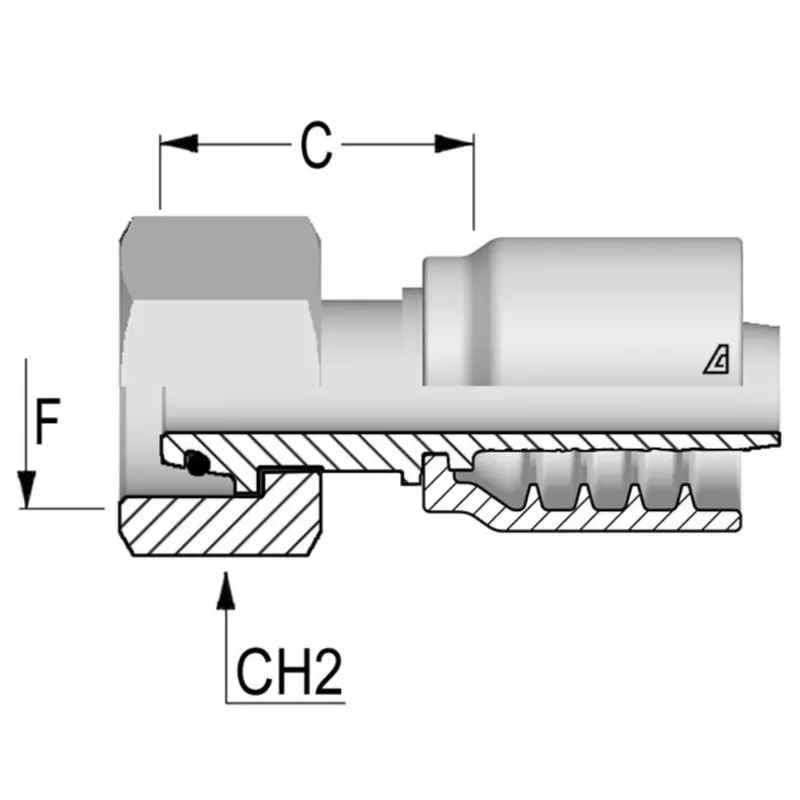 B-0418-Fmoh : Alfagomma Straight Steel Fitting, 1/4 (-04) Hose X M18x1.5 (-S10) Female Heavy Duty Din Tube With O-Ring 1