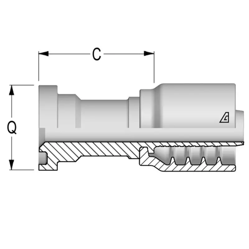 B-0808-C61s : Alfagomma Straight Steel Fitting, 1/2 (-08) Hose X 1/2" (-08) Code 61 Flange, 3000Psi 1