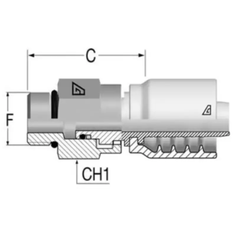 B-0808-Mobs : Alfagomma Straight Steel Fitting, 1/2 (-08) Hose X 3/4-16 (-08) Male Orb Swivel 1