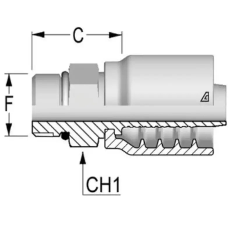 B-0810-Morb : Alfagomma Straight Steel Fitting, 1/2 (-08) Hose X 7/8-14 (-10) Male Orb 1