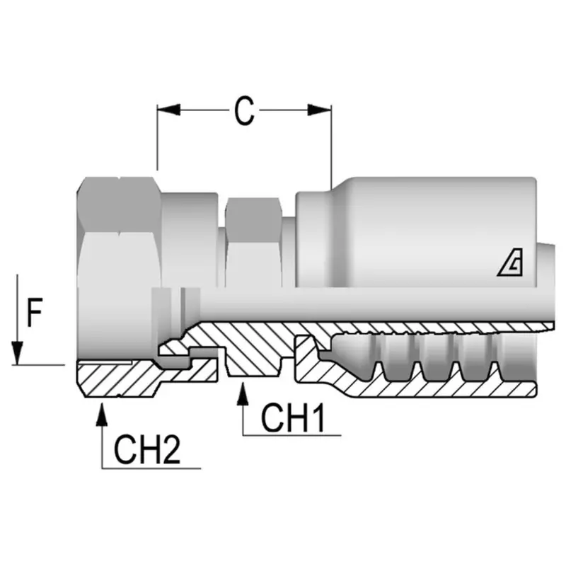 B-0822-Fkos : Alfagomma Straight Steel Fitting, 1/2 (-08) Hose X M22x1.5 (22Mm) Female Komatsu 1