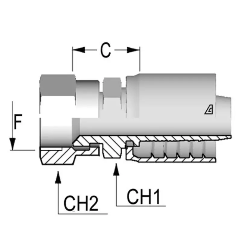 B-1012-Fjdh : Alfagomma Straight Steel Fitting, 5/8 (-10) Hose X 1 1/16-12 (-12) Female Jic Dual Hex 1