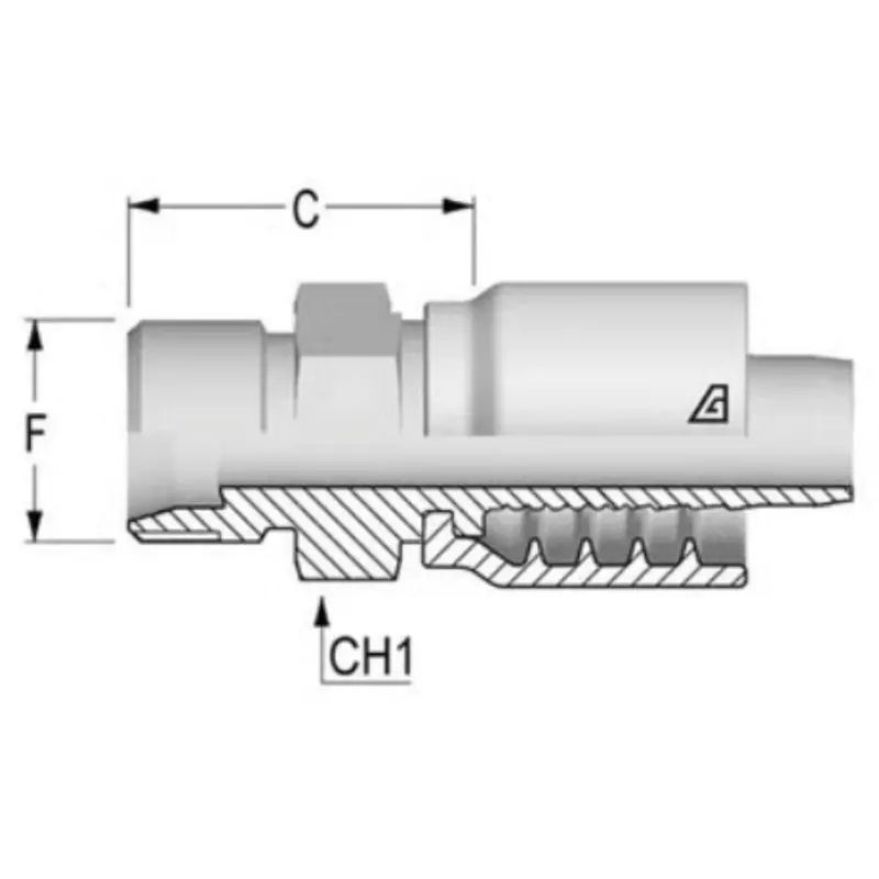 B-1616-Bttf : Alfagomma Straight Steel Fitting, 1 (-16) Hose X 1 5/16-12 (-16) Bite Type Tube (No Nut Or Ferrule) 1