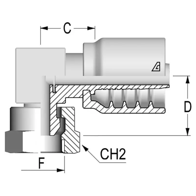 B-1616-Fbc9 : Alfagomma 90-Degree Steel Fitting, 1 (-16) Hose X 1-11 (-16) Female Bspp With O-Ring 1