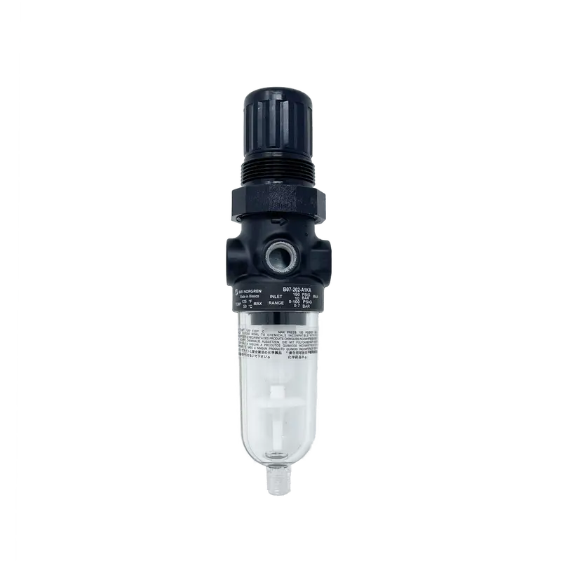 B07-101-M1ka : Norgren B07 Miniature Filter/Regulator, Transparent Bowl, Relieving, Without Gauge, Manual Drain, 5-Micron, 5 To 1