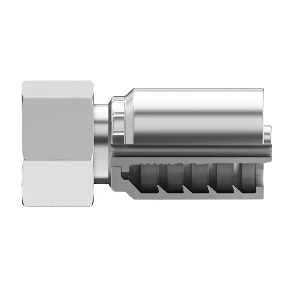 B2-Dlfx-2045: Continental Hose Fitting, 1.25 (1-1/4") Hose Id X 45X2.0 Female Din Light, Straight Swivel Connection 1
