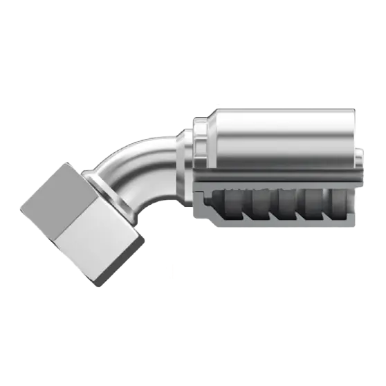 B2-Dnfx45-0618: Continental Hose Fitting, 0.375 (3/8") Hose Id X 18X1.5 Female Din 60, 45-Degree Swivel Connection 1