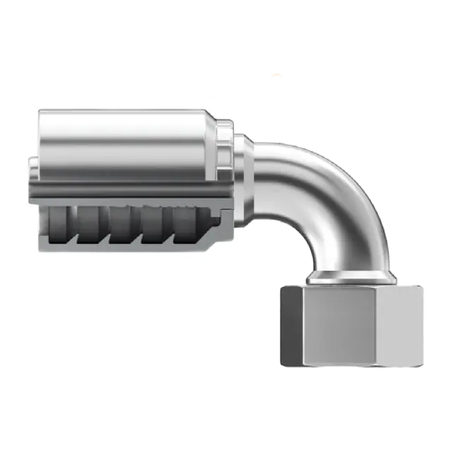 B2-Dnfx90-0616: Continental Hose Fitting, 0.375 (3/8") Hose Id X 16X1.5 Female Din 60, 90-Degree Swivel Connection 1