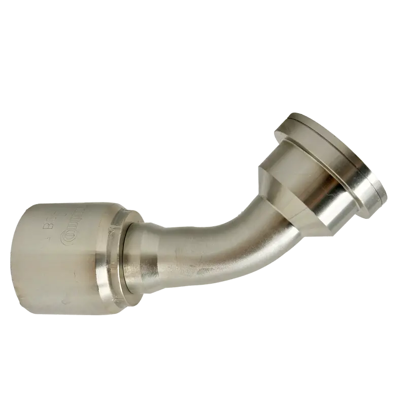 B2-Fh45-2024: Continental Hose Fitting, 1.25 (1-1/4") Hose Id X 1.5 (1-1/2") Code 62, 45-Degree Connection 1