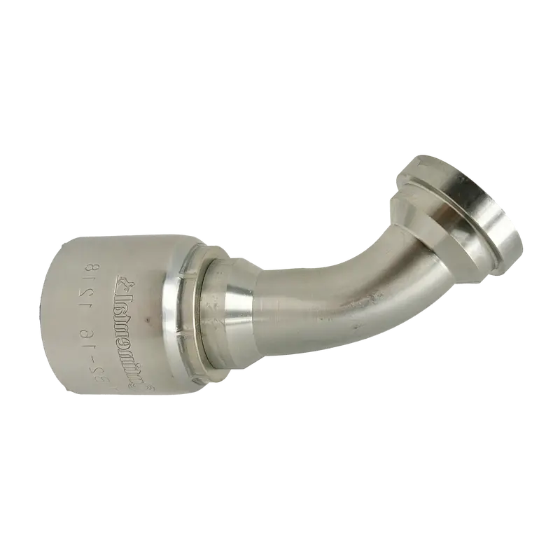 B2-Fl45-1616: Continental Hose Fitting, 1" Hose Id X 1" Code 61, 45-Degree Connection 1