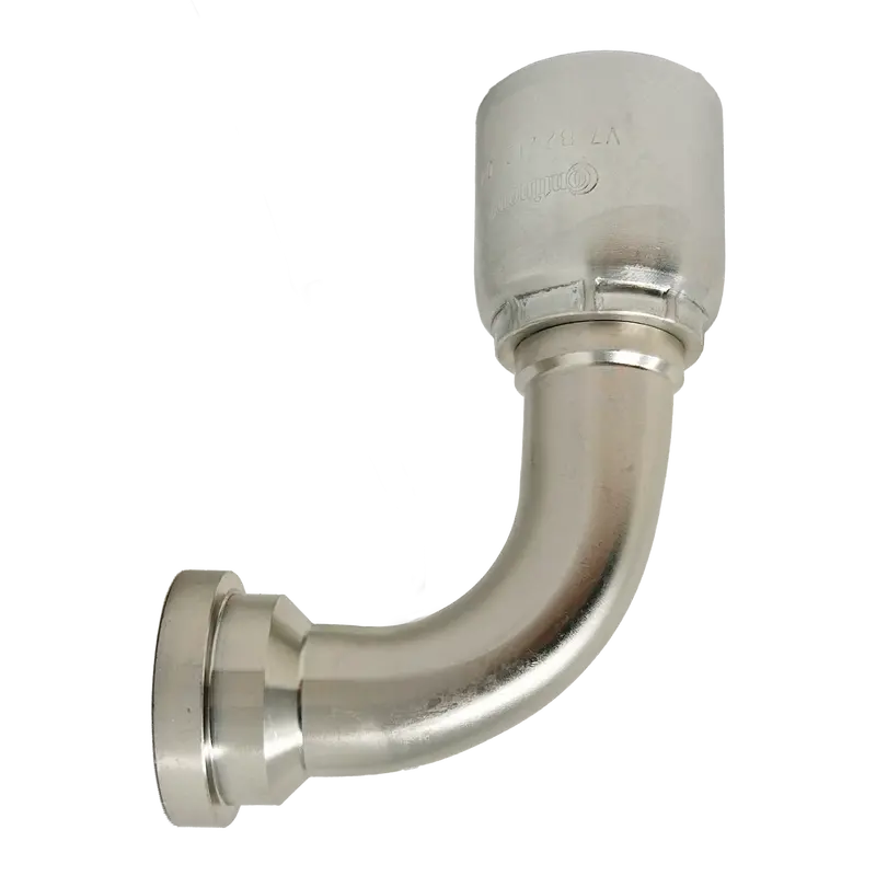 B2-Fl90-1212: Continental Hose Fitting, 0.75 (3/4") Hose Id X 0.75 (3/4") Code 61, 90-Degree Connection 1