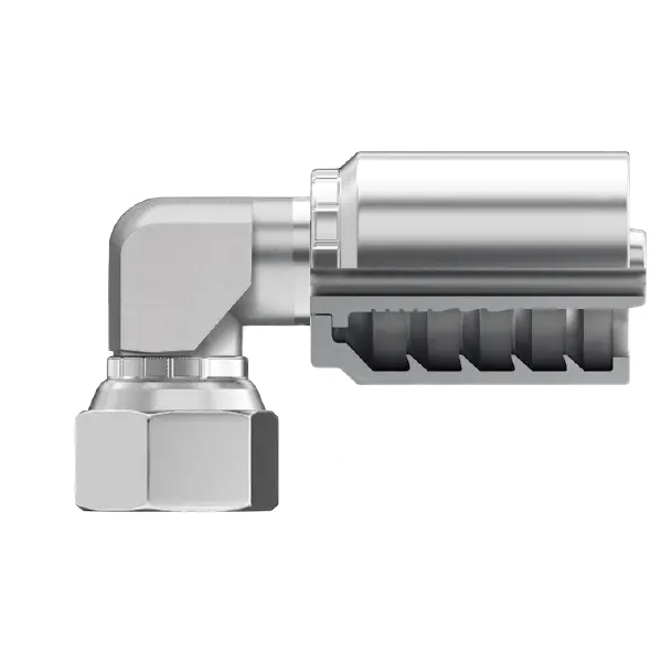 B2-Jcfx90b-0606: Continental Hose Fitting, 0.375 (3/8") Hose Id X 9/16-18 Female Jic, 90-Degree Block Swivel Connection 1