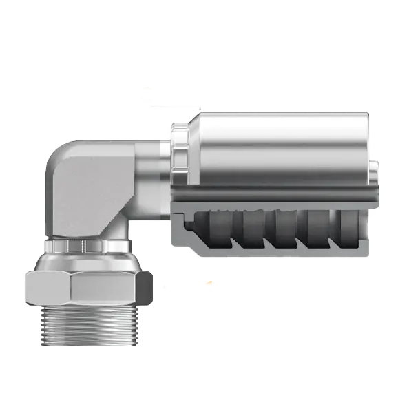 B2-Npmx90b-0404: Continental Hose Fitting, 0.25 (1/4") Hose Id X 1/4-18 Male Nptf, 90-Degree Swivel Connection 1