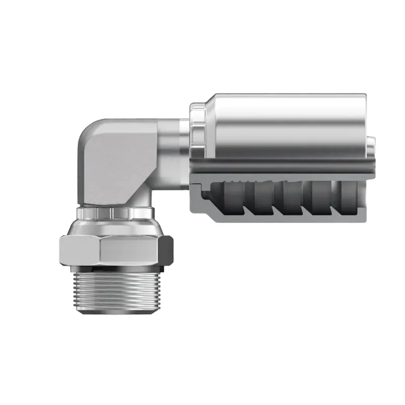 B2-Obmx90b-0610: Continental Hose Fitting, 0.375 (3/8") Hose Id X 7/8-14 Male Orb, 90-Degree Swivel Connection 1