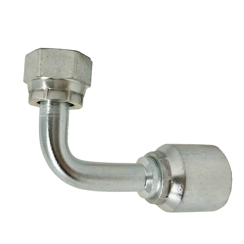 B2-Offx90-0608: Continental Hose Fitting, 0.375 (3/8") Hose Id X 13/16-16 Female Orfs, 90-Degree Swivel Connection 1