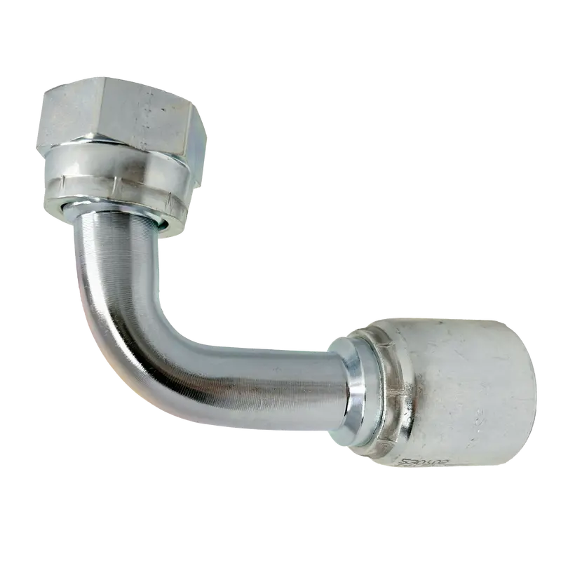 B2-Offx90-1212: Continental Hose Fitting, 0.75 (3/4") Hose Id X 1-3/16-12 Female Orfs, 90-Degree Swivel Connection 1
