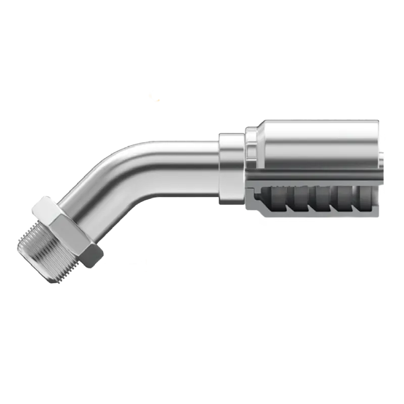 B2-Simx45-0607: Continental Hose Fitting, 0.375 (3/8") Hose Id X 11/16-18 Male Sae 45, 45-Degree Rigid Connection 1