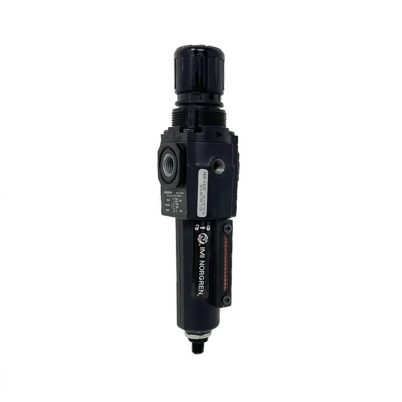 B72g-2Ak-Ae3-Rmn : Norgren Excelon Combo Filter/Regulator, 1/4" Npt, Knob Adjust, Auto Drain, Short Metal Bowl, 40-Micron, Relieving, 5-150Psi, No Gauge 1