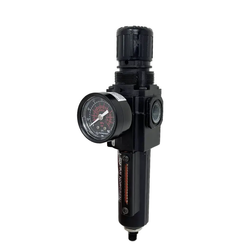 B72g-3Ak-Ae1-Rmg : Norgren Excelon Combo Filter/Regulator, 3/8" Npt, Knob Adjust, Auto Drain, Long Metal Bowl, 5-Micron, Relieving, 5-150Psi, With Gauge 1
