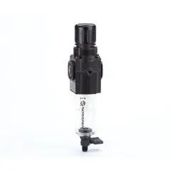 B72g-3Ak-Qt3-Rmn : Norgren Excelon Combo Filter/Regulator, 3/8" Npt, Knob Adjust, Manual 1/4 Turn Drain, Short Transparent Bowl, 40-Micron, Relieving, 5-150Psi, No Gauge 1