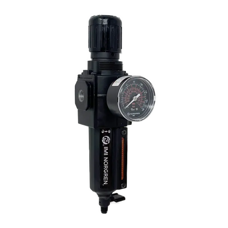B73g-2Ak-Qd3-Rmg : Norgren Excelon Combo Filter/Regulator, 1/4" Npt, Knob Adjust, Manual 1/4 Turn Drain, Metal Bowl, 40-Micron, Relieving, 5-150Psi, With Gauge 2