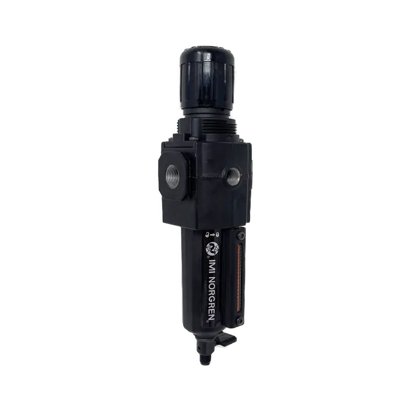 B73g-3Ak-Qd3-Rmn : Norgren Excelon Combo Filter/Regulator, 3/8" Npt, Knob Adjust, Manual 1/4 Turn Drain, Metal Bowl, 40-Micron, Relieving, 5-150Psi, No Gauge 1