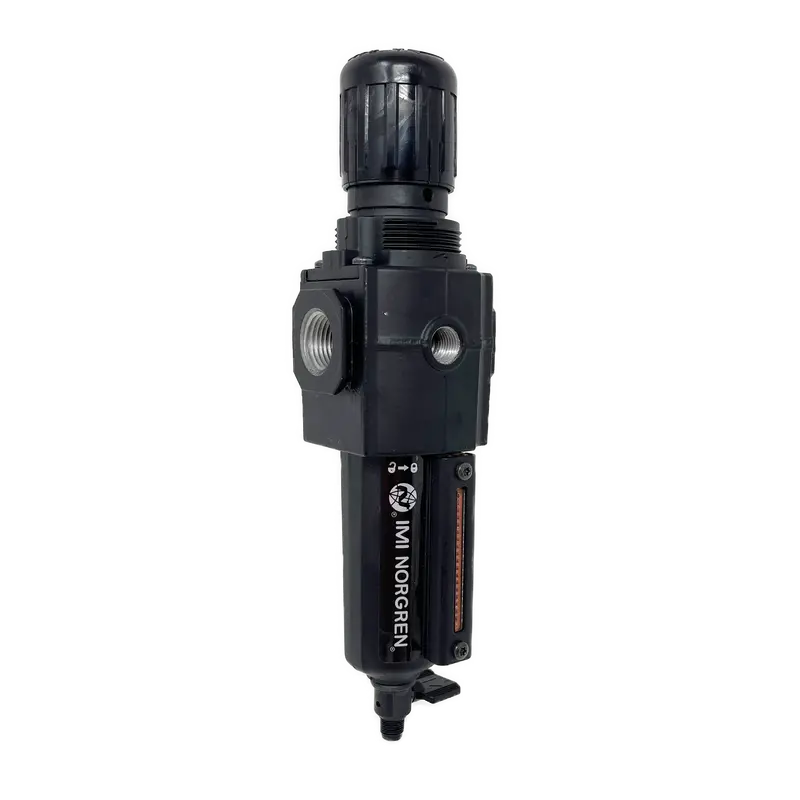 B73g-4Ak-Qd1-Rmn : Norgren Excelon Combo Filter/Regulator, 1/2" Npt, Knob Adjust, Manual 1/4 Turn Drain, Metal Bowl, 5-Micron, Relieving, 5-150Psi, No Gauge 1