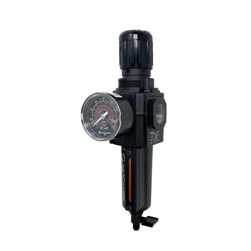 B73g-4Ak-Qd3-Rmg : Norgren Excelon Combo Filter/Regulator, 1/2" Npt, Knob Adjust, Manual 1/4 Turn Drain, Metal Bowl, 40-Micron, Relieving, 5-150Psi, With Gauge 1