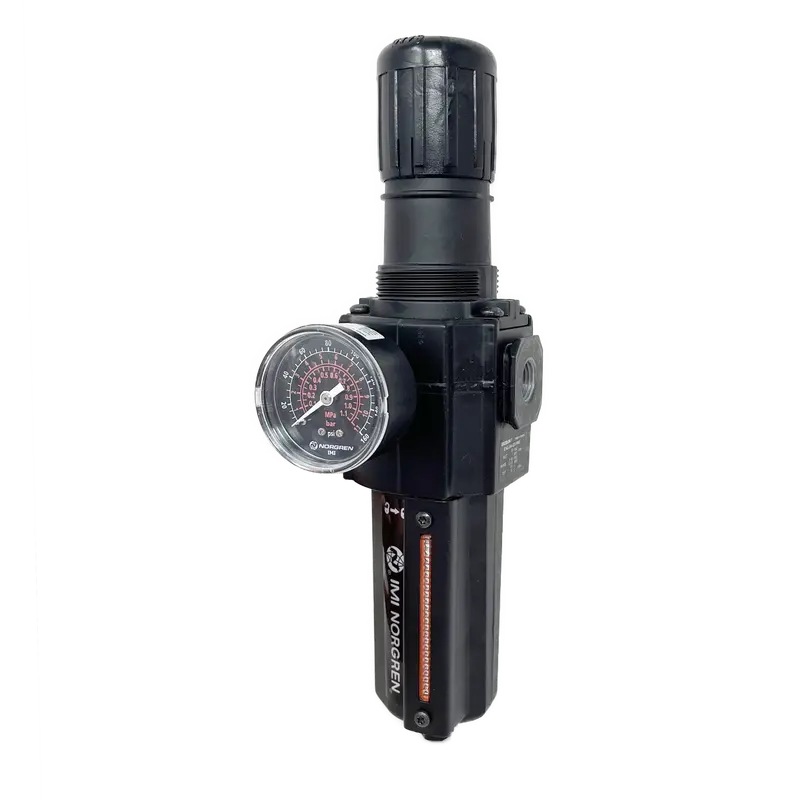 B74g-3Ak-Ad1-Rmg : Norgren Excelon Combo Filter/Regulator, 3/8" Npt, Knob Adjust, Auto Drain, Metal Bowl, 5-Micron, Relieving, 5-150Psi, With Gauge 1