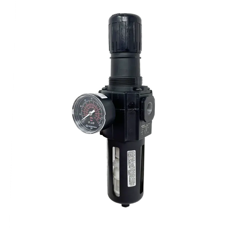 B74g-3Ak-Ap1-Rmg : Norgren Excelon Combo Filter/Regulator, 3/8" Npt, Knob Adjust, Auto Drain, Transparent Bowl With Guard, 5-Micron, Relieving, 5-150Psi, With Gauge 1
