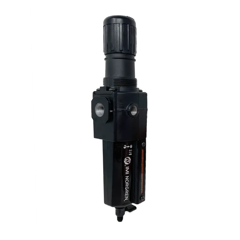 B74g-3Ak-Qd3-Rmn : Norgren Excelon Combo Filter/Regulator, 3/8" Npt, Knob Adjust, Manual 1/4 Turn Drain, Metal Bowl, 40-Micron, Relieving, 5-150Psi, No Gauge 1