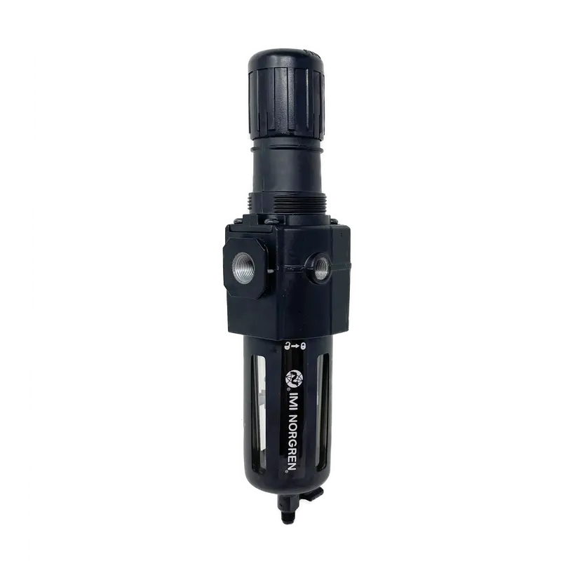 B74g-3Ak-Qp1-Rmn : Norgren Excelon Combo Filter/Regulator, 3/8" Npt, Knob Adjust, Manual 1/4 Turn Drain, Transparent Bowl With Guard, 5-Micron, Relieving, 5-150Psi, No Gauge 1