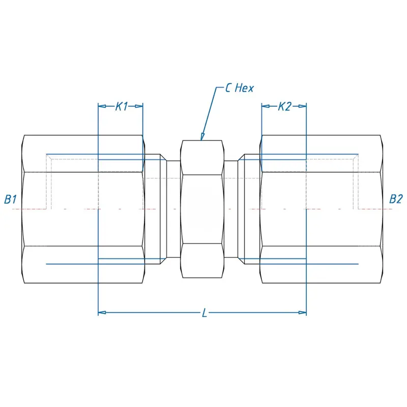 C2403-02-02-Ss : Onehydraulics Straight Stainless Adapter, 5/16-24 (-02) Flareless Bite Type Tube Compression X 5/16-24 (-02) Flareless Bite Type Tube Compression 2