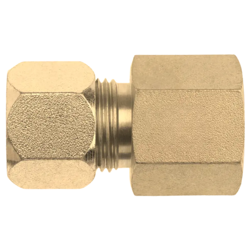 C2405-10-12-B : Onehydraulics Straight Brass Adapter, 7/8-14 (-10) Flareless Bite Type Tube Compression X 3/4-14 (-12) Female Npt 1