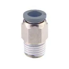 C24250310-10Pack : Norgren Straight Adapter(Internal And External Hex), 7/16 External Hex, 10/32 Unf Thread, 3/16 Tube O/D Port 1