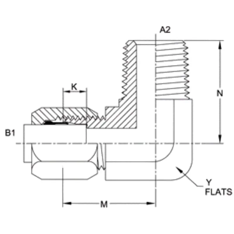 C2501-12-08-Ss : Onehydraulics 90-Degree Stainless Adapter, 1-1/16-12 (-12) Flareless Bite Type Tube Compression X 1/2-14 (-08) Male Npt 2