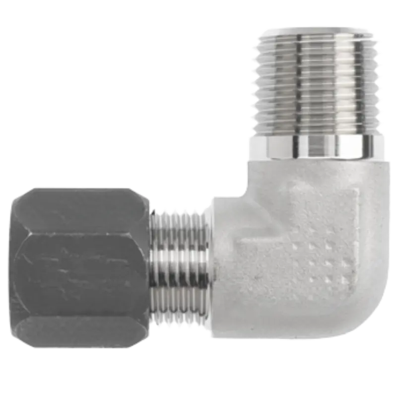 C2501-16-16-Fg : Onehydraulics 90-Degree Steel Adapter, 1-5/16-12 (-16) Flareless Bite Type Tube Compression X 1-11-1/2 (-16) Male Npt 1